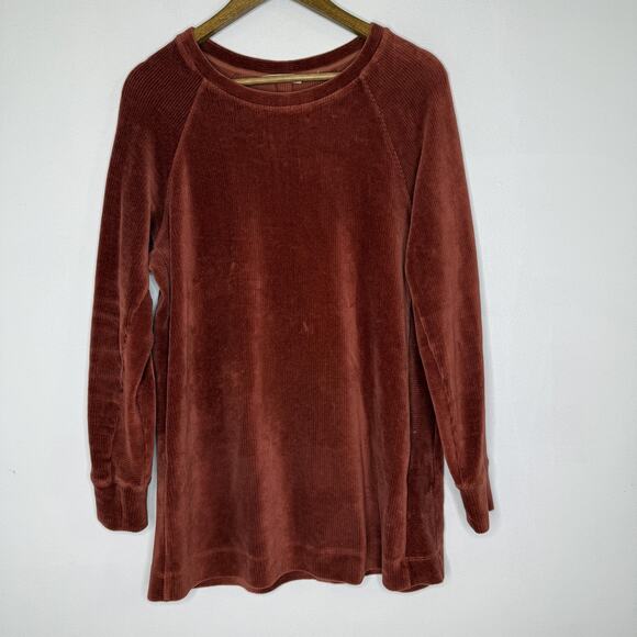 Soft Surroundings Sweater Womens Medium Rust Ribbed Velour Tunic Long Sleeve - Picture 1 of 7